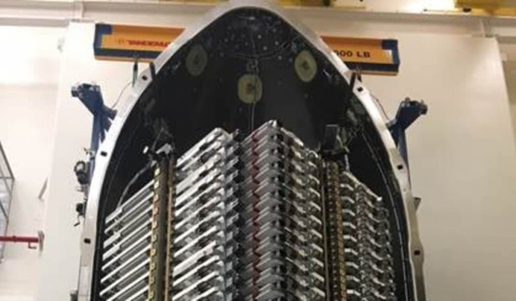 Space X Satellites Stacked in Rocket